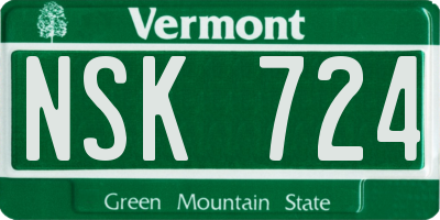 VT license plate NSK724