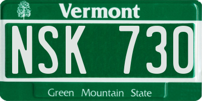 VT license plate NSK730