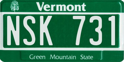 VT license plate NSK731
