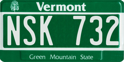 VT license plate NSK732