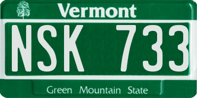 VT license plate NSK733