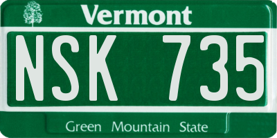 VT license plate NSK735
