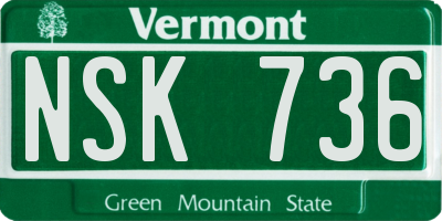 VT license plate NSK736