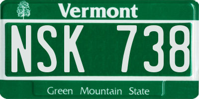 VT license plate NSK738