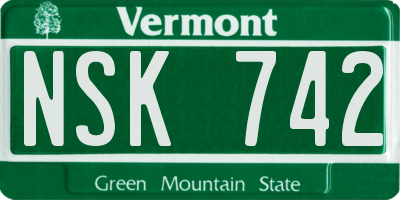 VT license plate NSK742