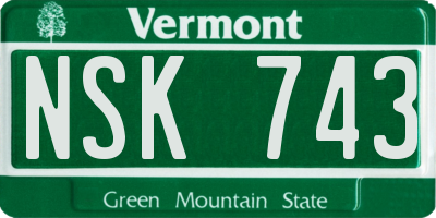 VT license plate NSK743