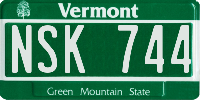 VT license plate NSK744