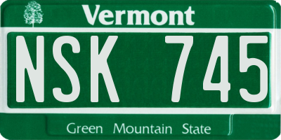 VT license plate NSK745