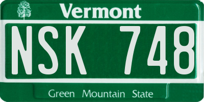 VT license plate NSK748