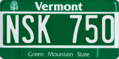 VT license plate NSK750