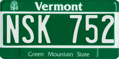 VT license plate NSK752
