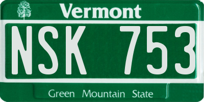 VT license plate NSK753