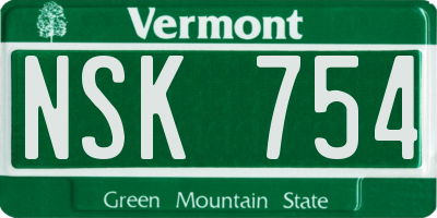 VT license plate NSK754