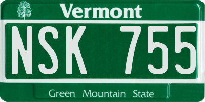 VT license plate NSK755