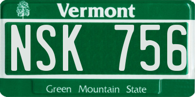 VT license plate NSK756