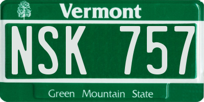 VT license plate NSK757