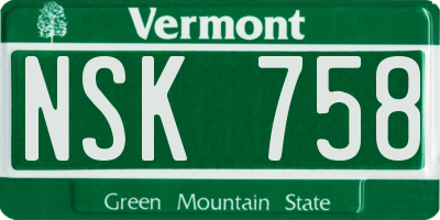 VT license plate NSK758