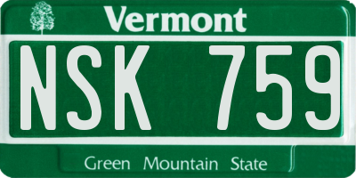 VT license plate NSK759