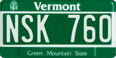 VT license plate NSK760
