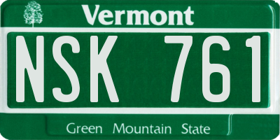 VT license plate NSK761