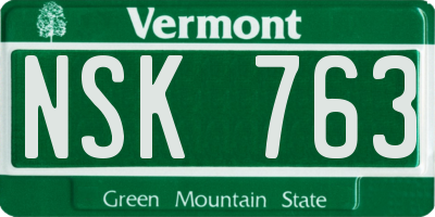 VT license plate NSK763
