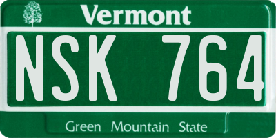 VT license plate NSK764