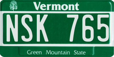 VT license plate NSK765