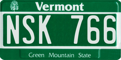 VT license plate NSK766