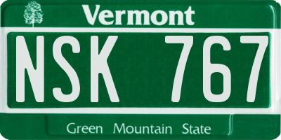 VT license plate NSK767