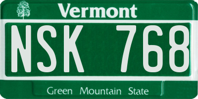VT license plate NSK768