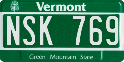 VT license plate NSK769