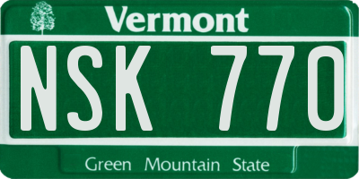 VT license plate NSK770