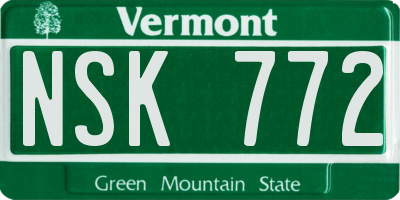 VT license plate NSK772