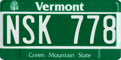 VT license plate NSK778