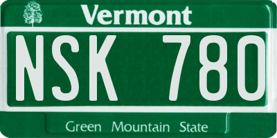 VT license plate NSK780