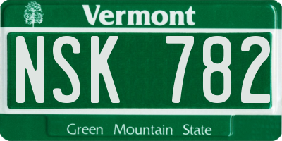 VT license plate NSK782