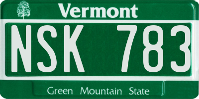 VT license plate NSK783