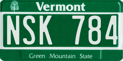 VT license plate NSK784