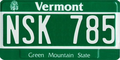VT license plate NSK785