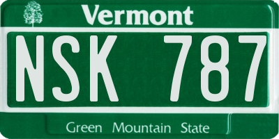 VT license plate NSK787