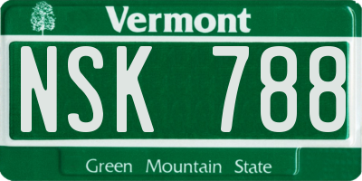VT license plate NSK788