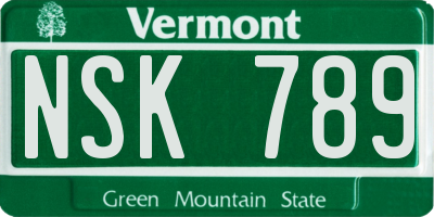 VT license plate NSK789