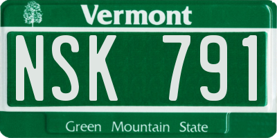 VT license plate NSK791