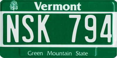 VT license plate NSK794