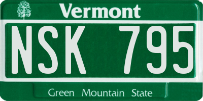 VT license plate NSK795