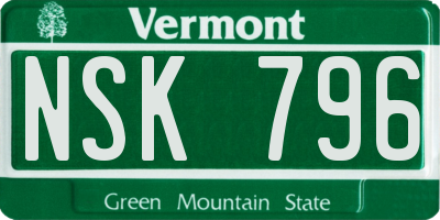 VT license plate NSK796