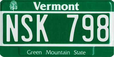 VT license plate NSK798