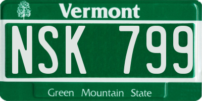 VT license plate NSK799