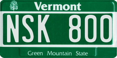 VT license plate NSK800