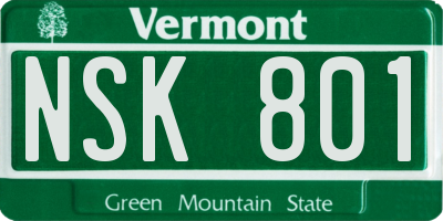VT license plate NSK801